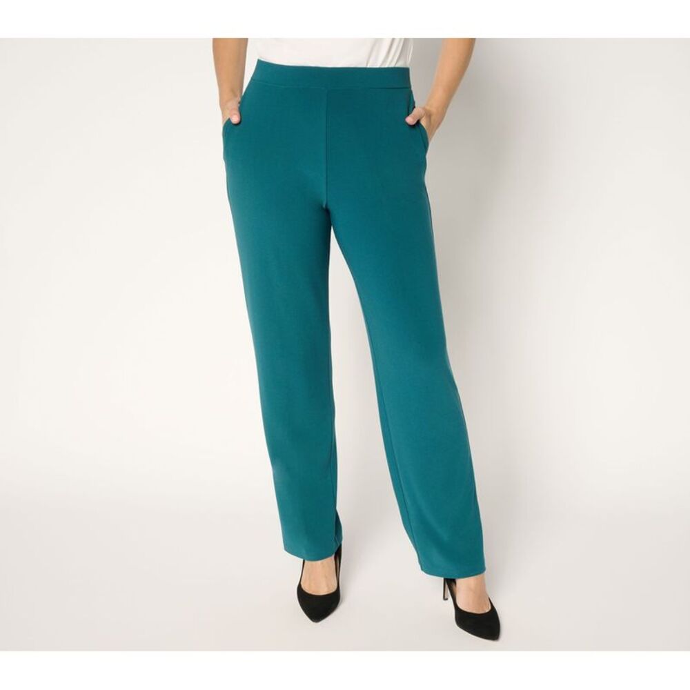 Susan Graver Women's Pants Sz L Every Day Textured Liquid Knit Green A700442